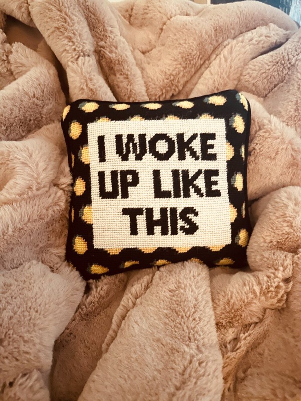 FURBISH STUDIO NEEDLEPOINT PILLOW - Picture 2 of 5